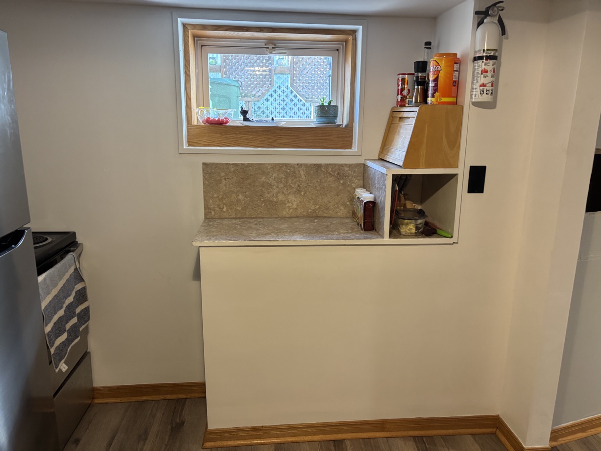 Freshly painted kitchen corner with bright natural light